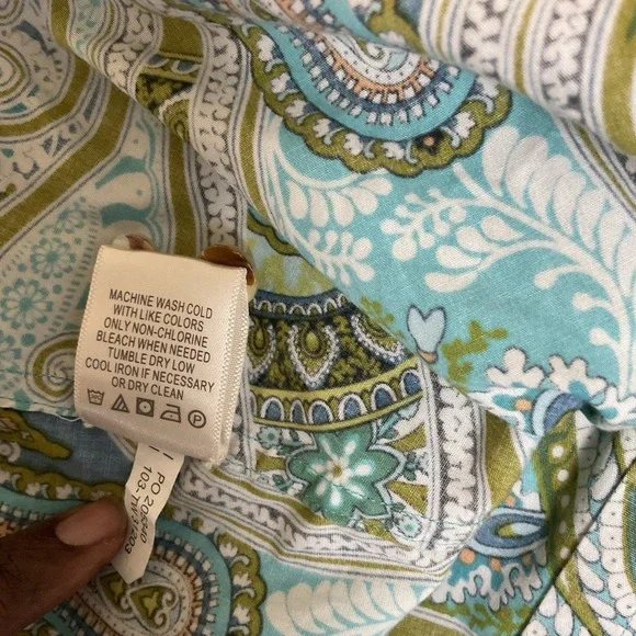 Tommy Bahama Top Women's‎ 10 Multi Color Paisley Button Up Long Sleeve Blouse - Picture 9 of 12